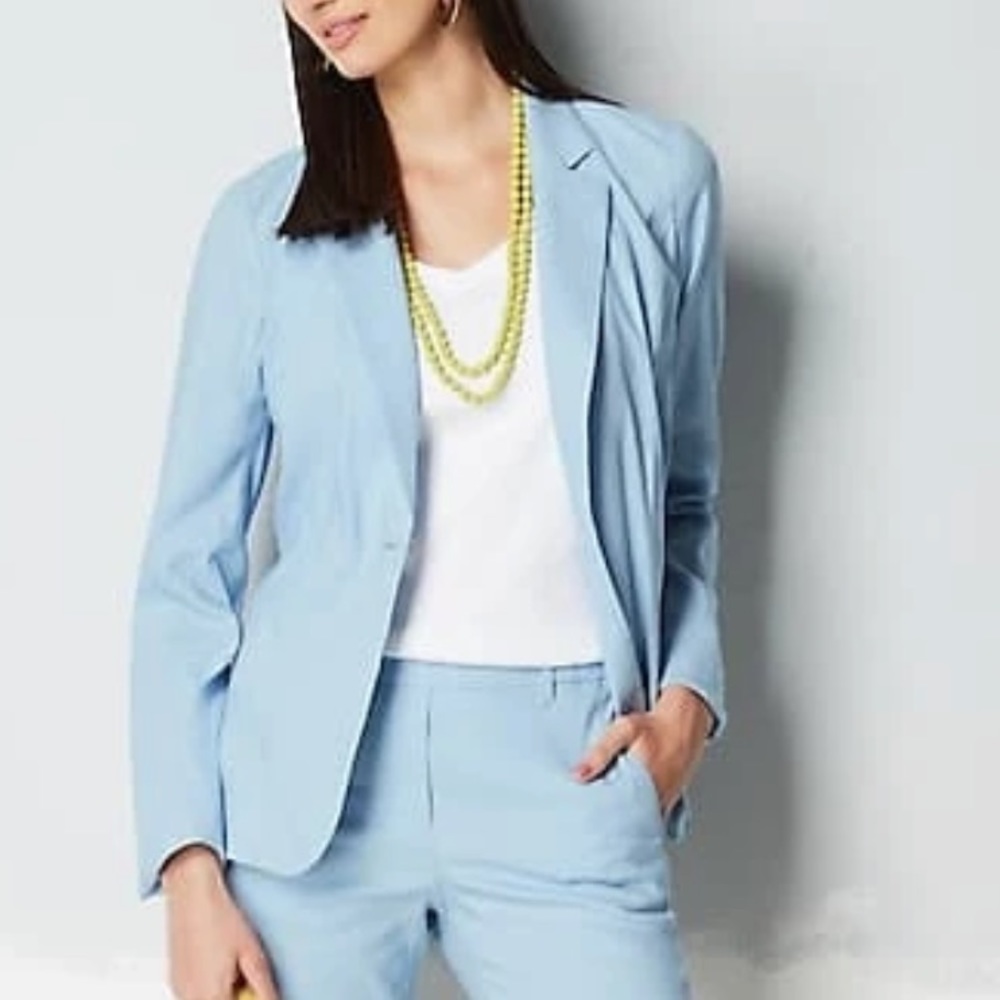 J Jill Linen Blazer XLT Tall Skyline Blue NWT
